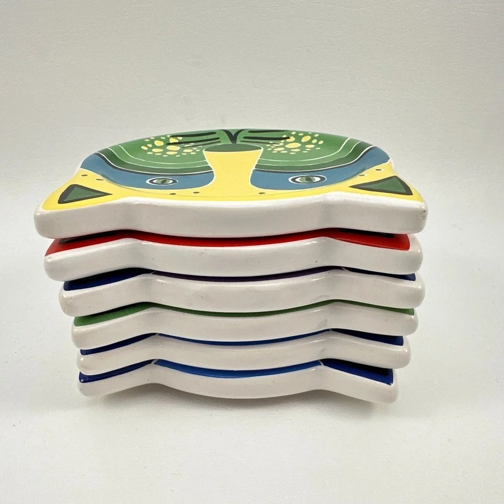 Cat Drink Coasters Ceramic Modern Vibrant Colors 4